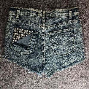 High waisted studded denim